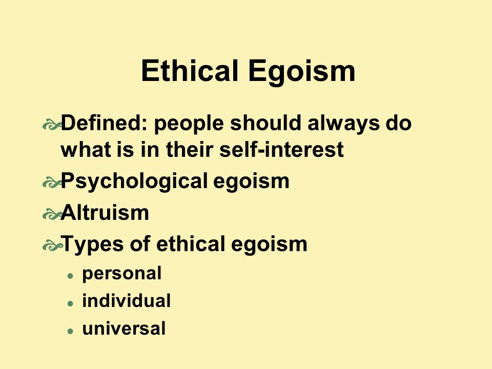 Ethical egoism and sentiment